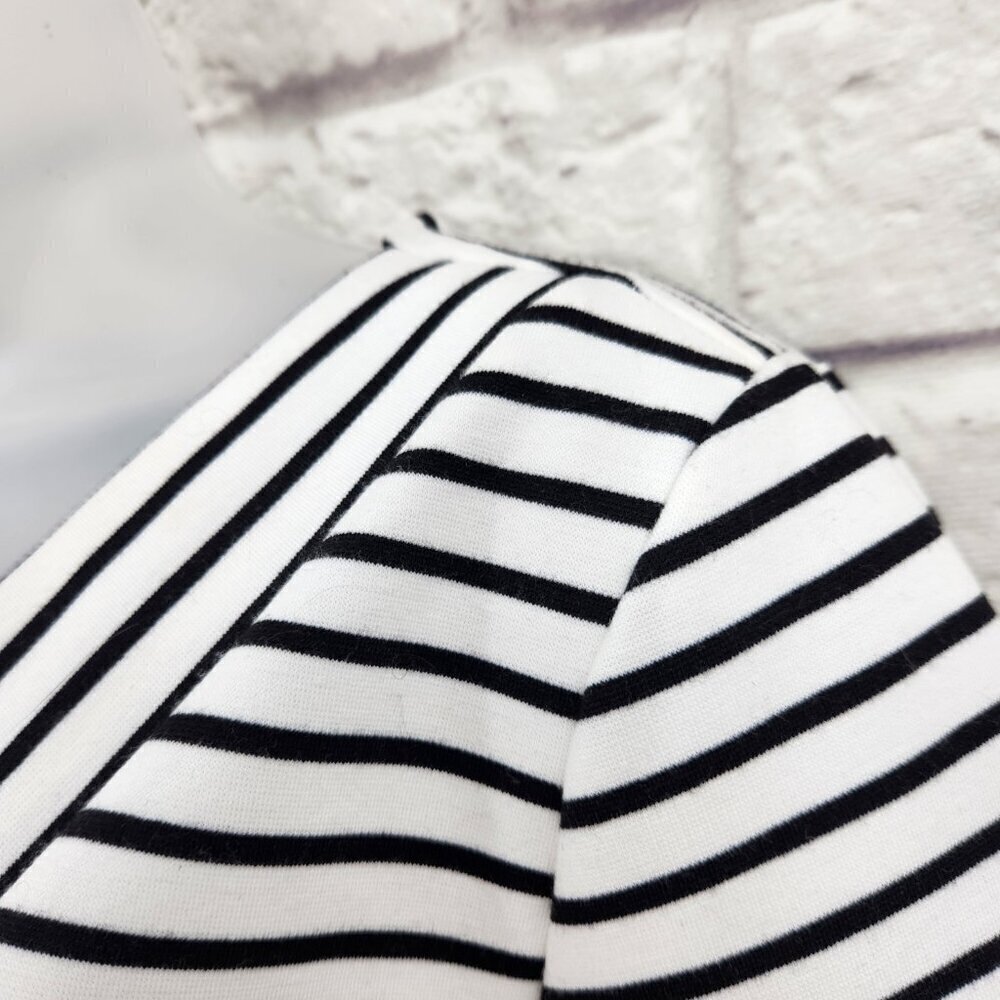 Skies Are Blue Black White Striped V Neck 3/4 Sleeve Tunic Shift Dress Women's M - Picture 5 of 12